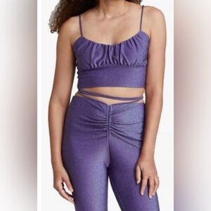 wild fable Metallic Purple Ruched Cropped Cami